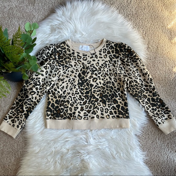 Zara Other - Zara Girls Puff Sleeve Cheetah Sweatshirt